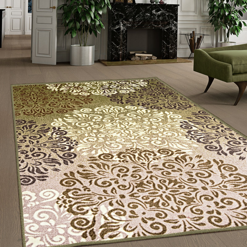 Charlton Home Reyna Green/Brown Rug & Reviews Wayfair.ca